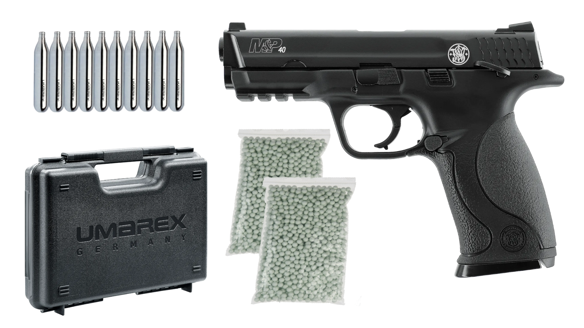 Pistoale cu Recul ( CO2 ) - Set complet Pistol Smith & Wesson M&P40 TS CO2 GBB + 1000 bile + 10 CO2 + cutie de transport