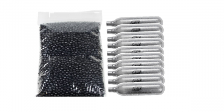 Capsule Co2 si Green Gas - Set 500 BIle precizie 0.50g + 10 Capusule CO2 12g