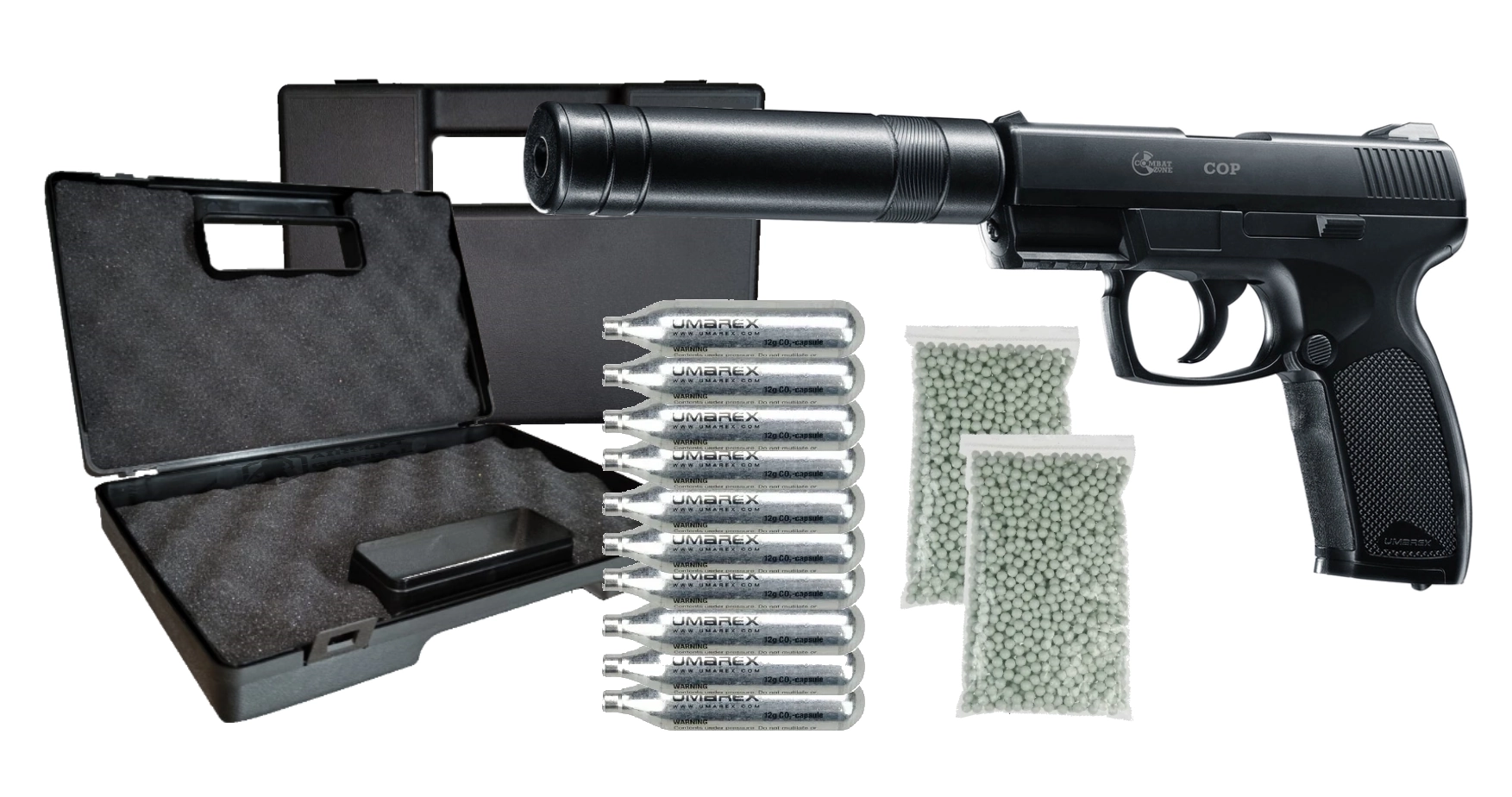 Pistoale fara Recul ( CO2 ) - SET COMPLET AIRSOFT PISTOL COMBAT ZONE COP SK  CO2
