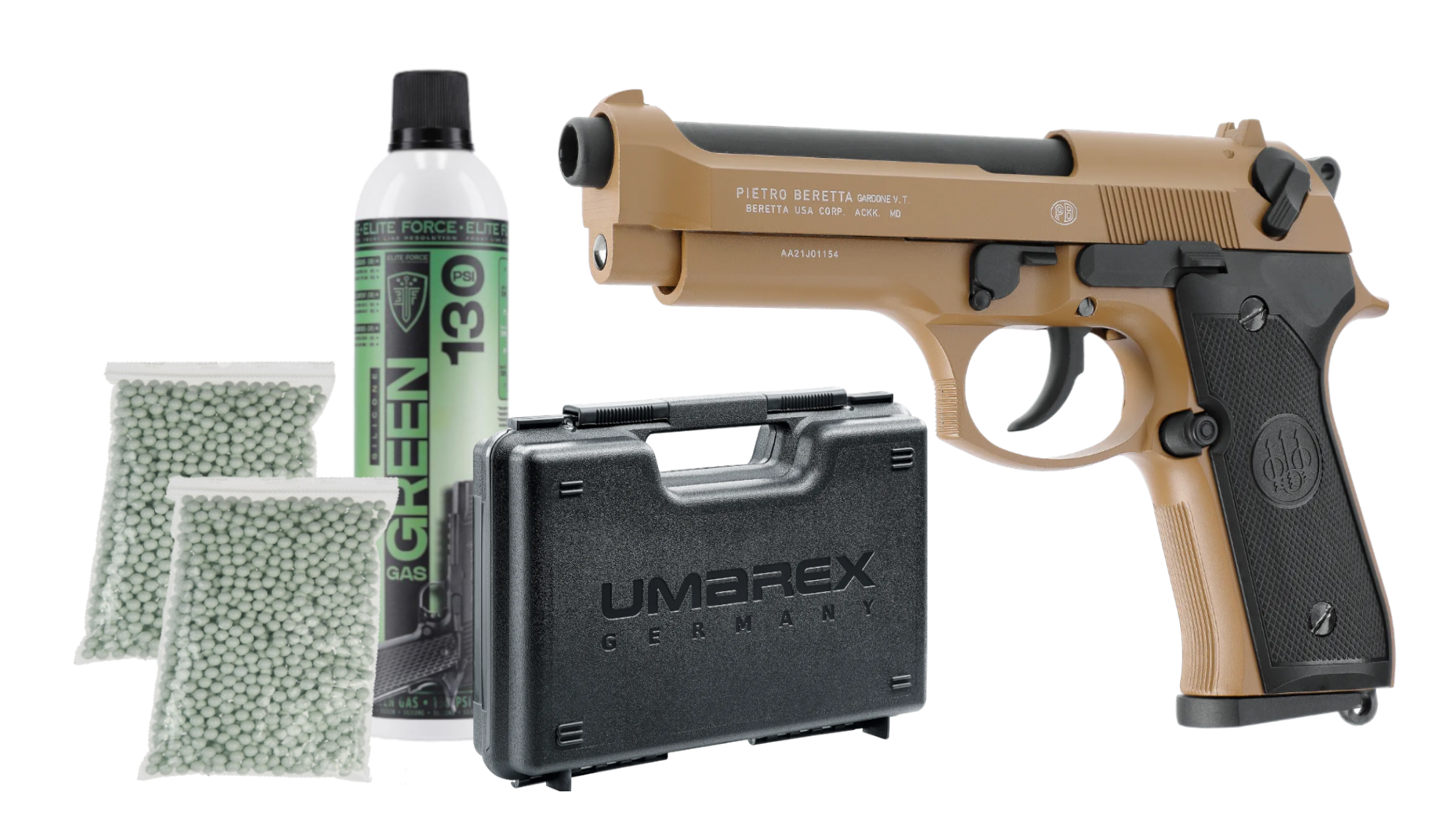 Pistoale cu Recul ( Green Gas ) - Beretta MOD. 92 Tan Full Metal GreenGas Umarex