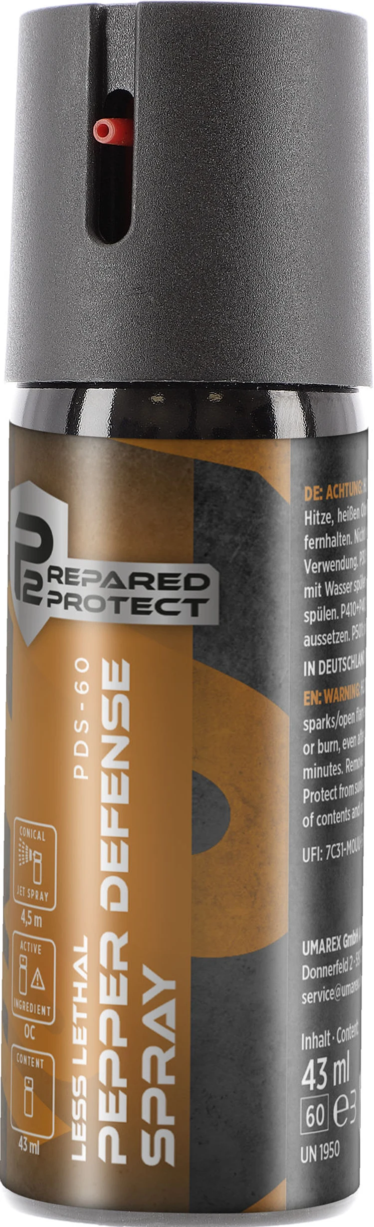 Paza si autoaparare - P2P PDS-60 Pepper Spray autoaparare - jet conic, 43 ml