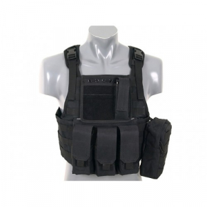 Echipament Airsoft - Vesta Airsoft Plate Carrier Harness cu buzunare - Black