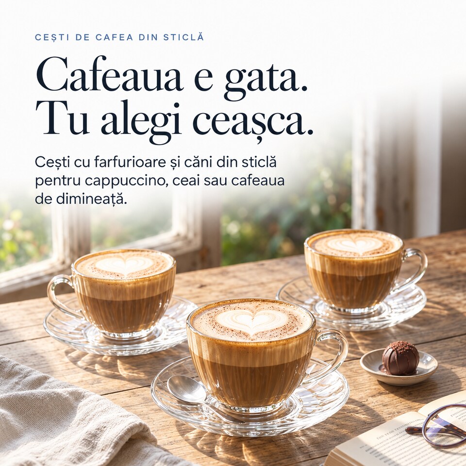 Delisoga – Cești de cafea din sticlă – Mobil