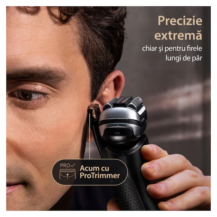 Aparat de ras electric Braun Series 9 PRO+ 9577cc, ProLift Trimmer, SensoFlex, AutoSense, Sonic Technology, 40.000 de actiuni de taiere, 5 elemente de taiere, Statie Smart Care 6-in-1, Trusa de voiaj [2]