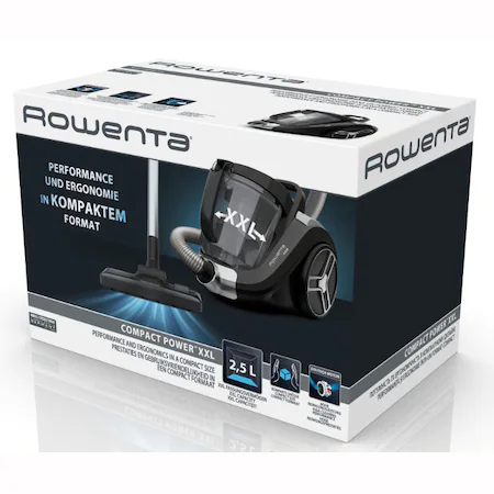 Aspirator fara sac ROWENTA Compact Power XXL RO4825EA, 550W, Clasa A+, 2.5L, Effitech, Clean Express, 8.8m, monicyclonic, perie easybrush, negru [2]