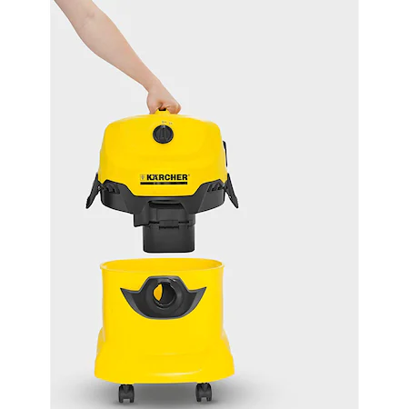 Aspirator multifunctional Karcher WD 4, Aspirare umeda si uscata, 20 l, 1000 W, Furtun 2.2 m, Sac filtru din pasla, Galben/Negru [4]