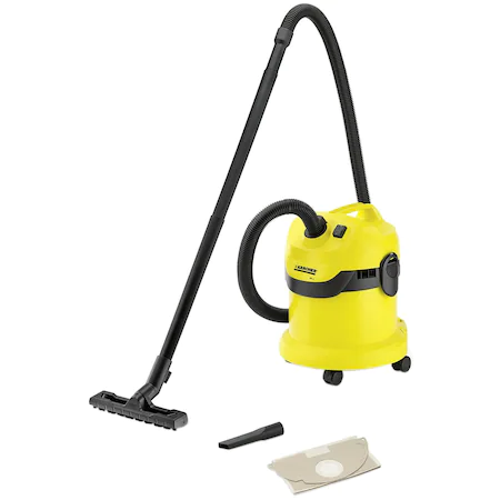 Aspirator umed/uscat Karcher WD 2 Premium, 20L, 1000W, inox, Negru/ Galben [2]
