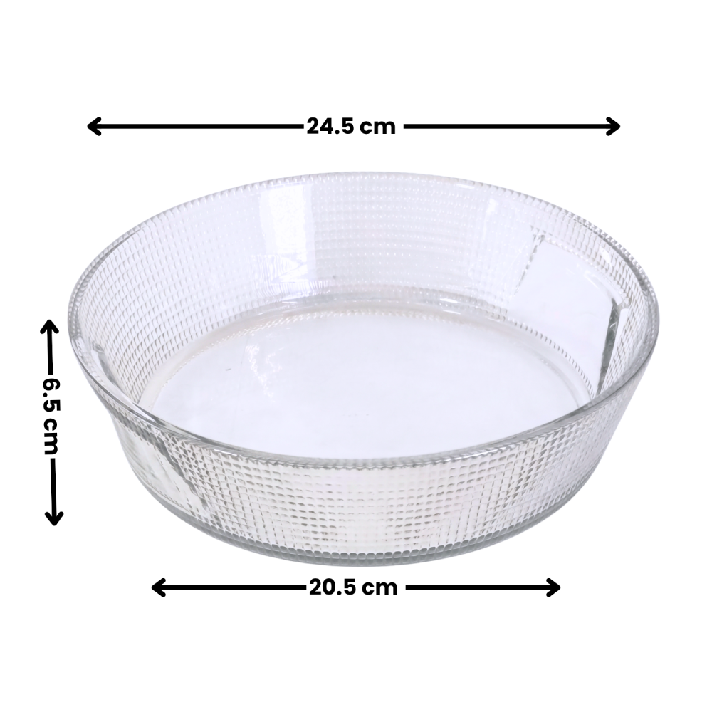 Bol mare din sticlă 247 mm Delisoga, salatieră rotundă transparentă cu model în relief, castron pentru salate, fructe, paste, garnituri și deserturi, bol de servire din sticlă pentru musafiri [10]