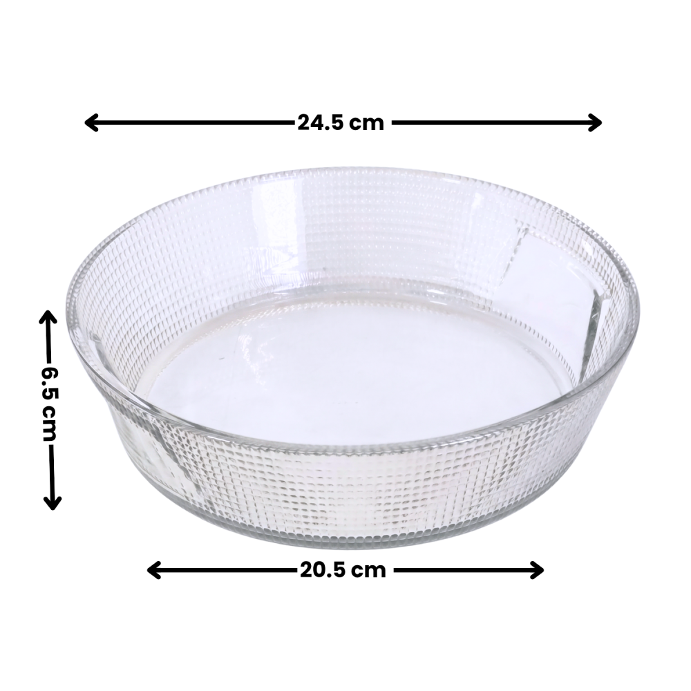 Bol mare din sticlă 247 mm Delisoga, salatieră rotundă transparentă cu model în relief, castron pentru salate, fructe, paste, garnituri și deserturi, bol de servire din sticlă pentru musafiri [5]