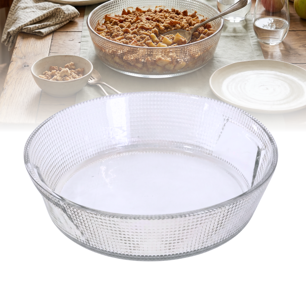 Bol mare din sticlă 247 mm Delisoga, salatieră rotundă transparentă cu model în relief, castron pentru salate, fructe, paste, garnituri și deserturi, bol de servire din sticlă pentru musafiri [6]