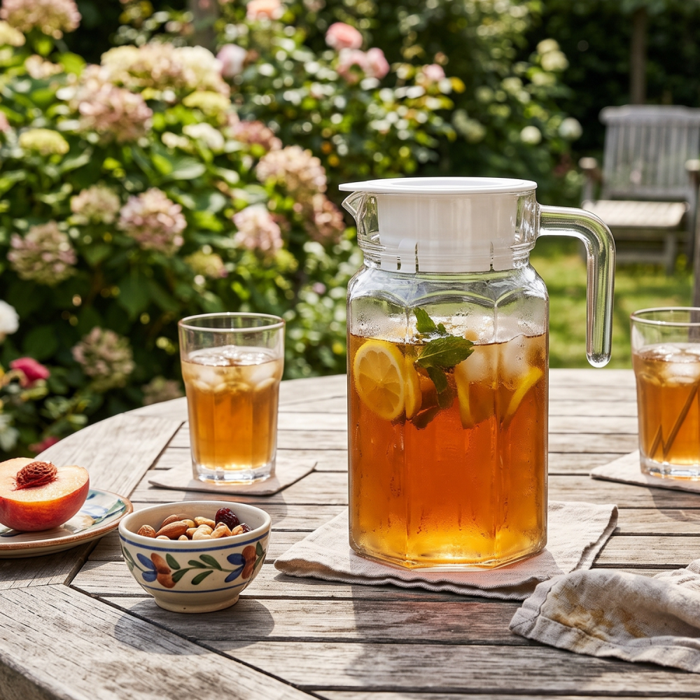 Carafă din sticlă cu capac 650 ml Delisoga, carafă mică cu mâner pentru apă, lapte, suc, cafea rece și ceai, carafă transparentă pentru micul dejun, birou, noptieră și masa de zi cu zi [2]