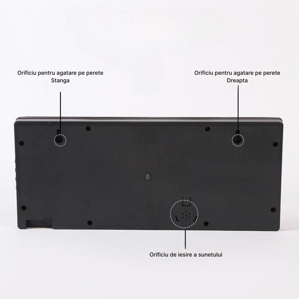 Ceas Digital de Perete cu Led, Cu Alarma, Calendar, Temperatura, Lumina Rosie, Alimentare 220V si USB [4]