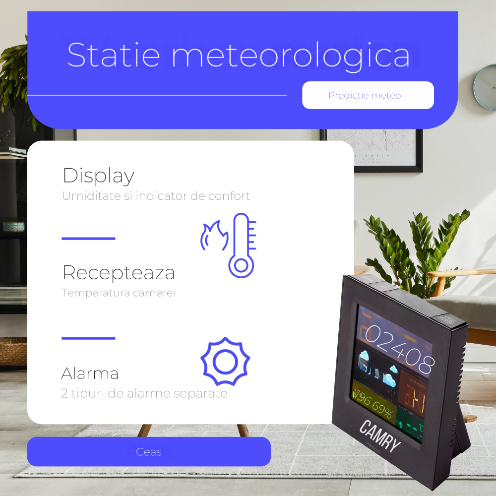Statie meteorologica cu alarma si termometru, Camry CR 1166 [7]