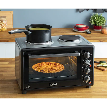 Cuptor electric Tefal Optimo OF463830, 32 L, 2 plite, 5 moduri de gatire, termostat ajustabil, tava copt, negru [3]
