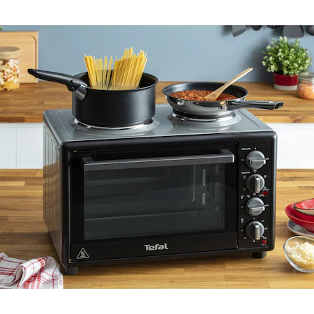 Cuptor electric Tefal Optimo OF463830, 32 L, 2 plite, 5 moduri de gatire, termostat ajustabil, tava copt, negru [4]