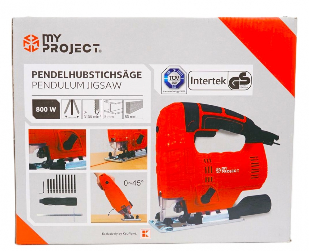 Fierastrau pendular MyProject, Putere de 800W, My Project, Unghi de taiere de 45°, 3100 oscilatii/min, include 7 lame pentru lemn si 3 pentru metal, Rosu [9]