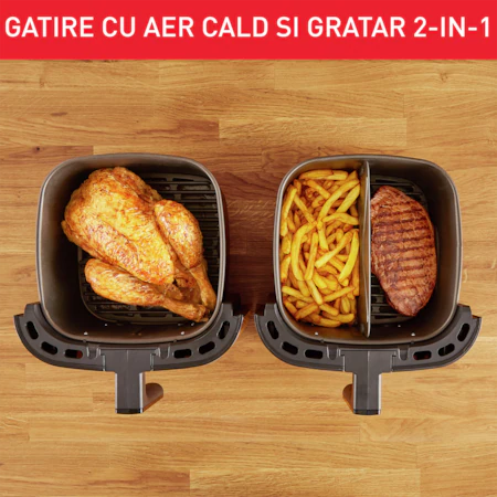 Friteuza cu aer cald Tefal EasyFry & Grill XXL EY801815, 1830W, tehnologie Extra Crisp, 8 programe, gratar incorporat, capacitate 6.5 l, 2 zone de gatire, invelis antiaderent, Negru [7]