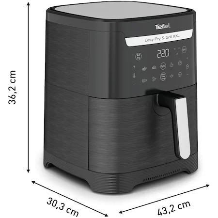 Friteuza cu aer cald Tefal EasyFry & Grill XXL EY801815, 1830W, tehnologie Extra Crisp, 8 programe, gratar incorporat, capacitate 6.5 l, 2 zone de gatire, invelis antiaderent, Negru [10]