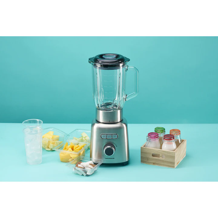 Blender Heinner HBL-ICE1000XMC, 1000 W, 1.5 l, Viteza variabila, Pulse, Zdrobire gheata, Bol sticla, Inox [2]