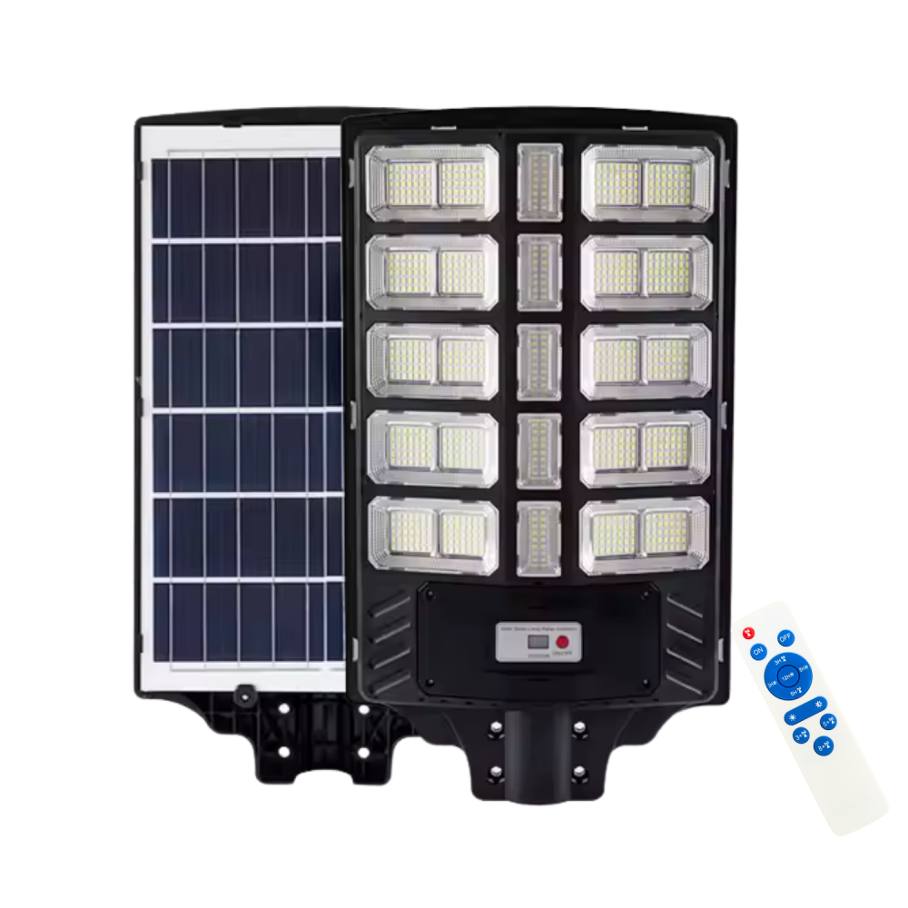 Lampă Solară Stradală LED 1000W Rixme 15 Zone, Senzor Mișcare, Telecomandă, IP67, Lampa solara exterior, Negru [1]