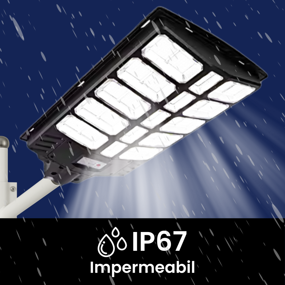 Lampă Solară Stradală LED 1000W Rixme 15 Zone, Senzor Mișcare, Telecomandă, IP67, Lampa solara exterior, Negru [4]