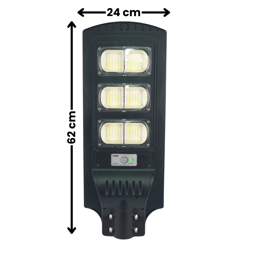 Lampă solara stradală LED solară Rixme 120W, 6 zone LED, telecomandă, timer 3/5/8h, Lampa solara exterior, IP67, Negru [2]