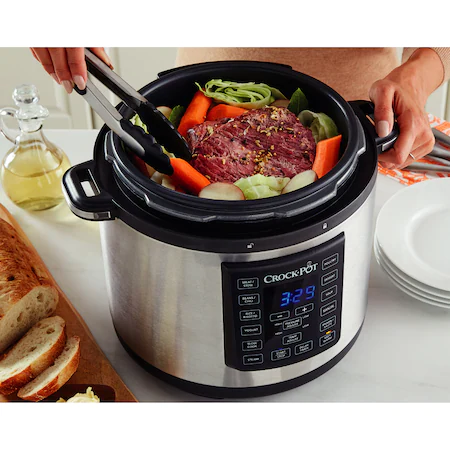 Multicooker cu gatire sub presiune Crock-Pot Express CSC051X, 1000 W, 5.6 l, control digital, 4 moduri de gatire, 8 programe, timer, argintiu [10]