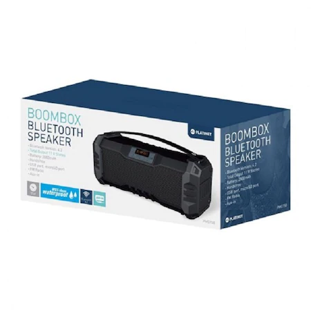 Boxa portabila Platinet PMG75, Bluetooth 5.0, IPX5, Baterie de 2000 mAh, USB, MicroSD, FM Radio, Port AUX, [4]