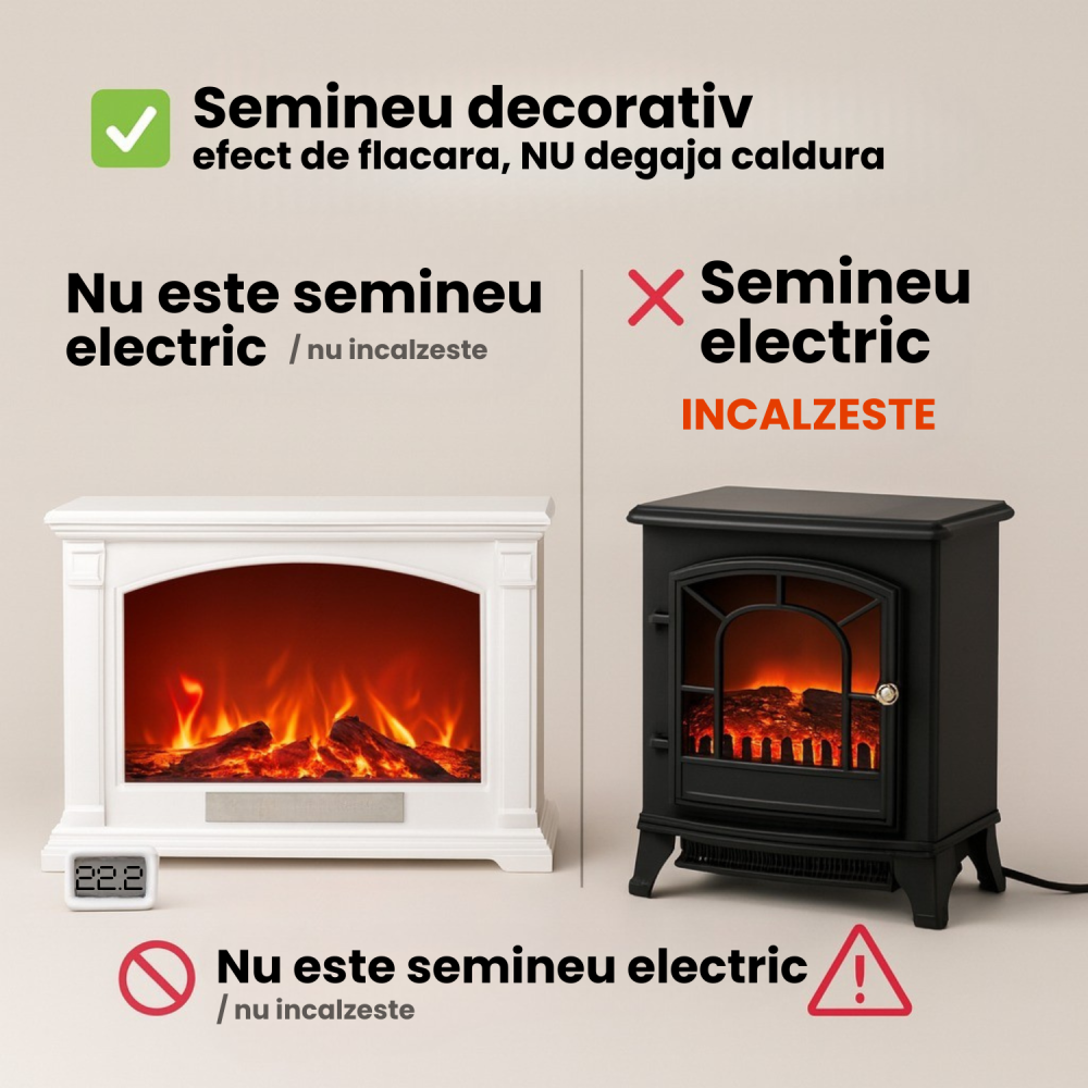 Șemineu decorativ LED vintage cu efect de flacără, 62 cm, negru cupru [8]