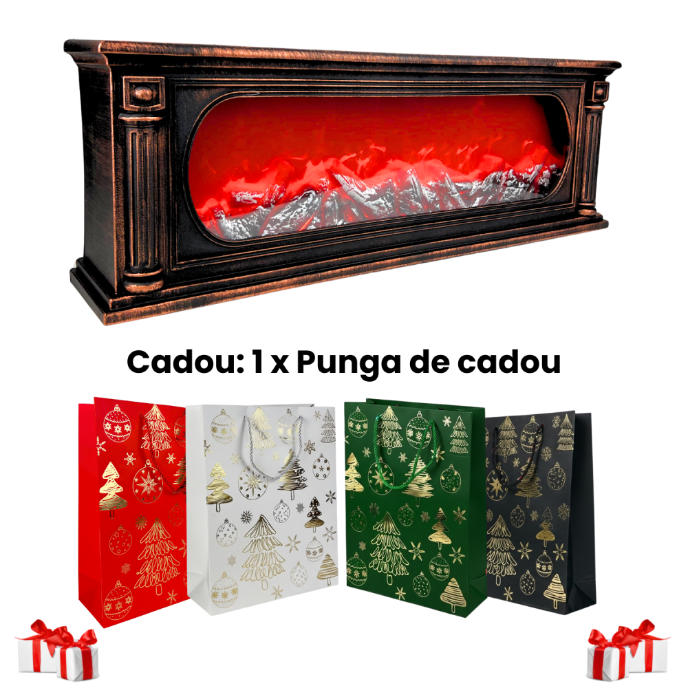 Șemineu decorativ LED vintage cu efect de flacără, 62 cm, negru cupru [6]