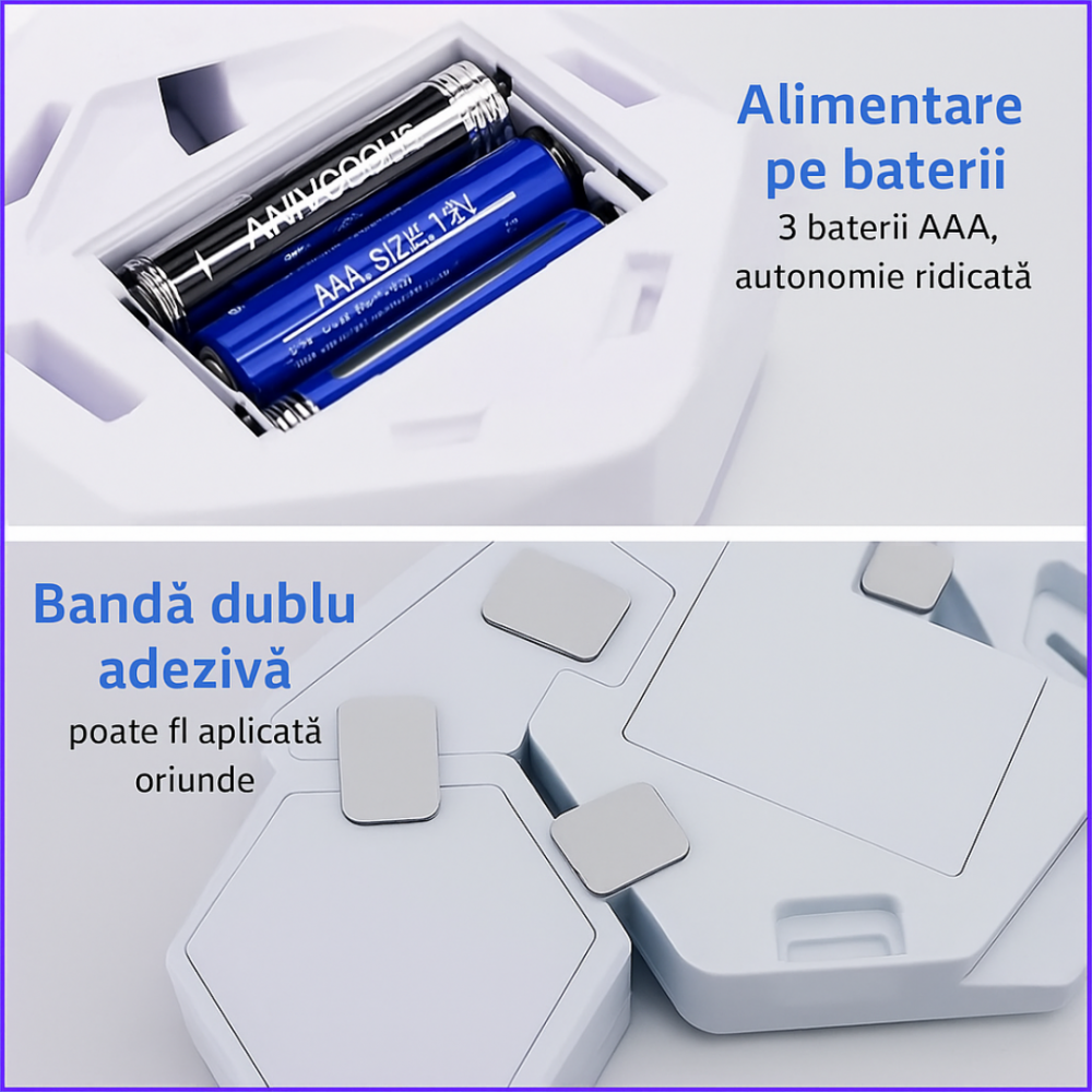 Set 3 lumini RGB hexagonale cu telecomanda, Cu timer [5]