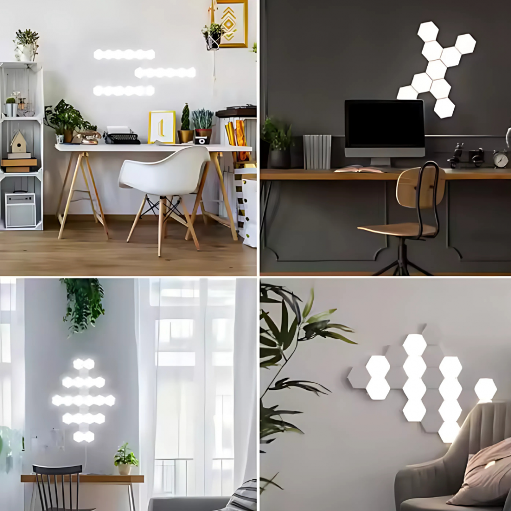 Set 3 lumini RGB hexagonale cu telecomanda, Cu timer [8]