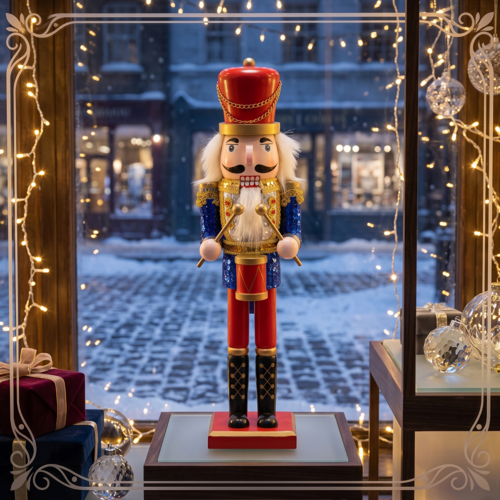 Spărgător de nuci decorativ Crăciun Nutcracker, soldat roșu albastru auriu, 38 cm [2]