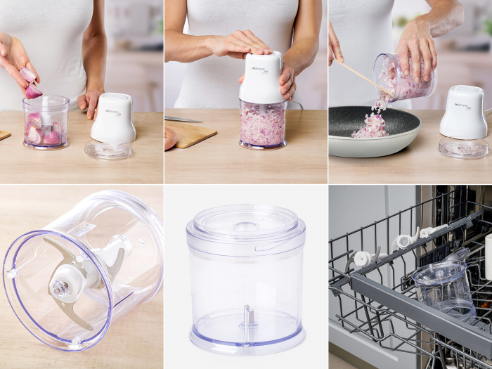 Tocator Delimano Joy Chopper Pro, 200 W, 1 treapta de viteza, 0.6 litri, lame din otel inoxidabil, capacitate de maruntire de 360 ml, bol din plastic, lama cu 2 taisuri + lama cu 4 taisuri + accesoriu [5]