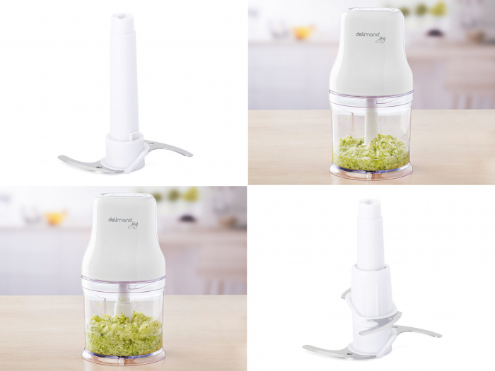 Tocator Delimano Joy Chopper Pro, 200 W, 1 treapta de viteza, 0.6 litri, lame din otel inoxidabil, capacitate de maruntire de 360 ml, bol din plastic, lama cu 2 taisuri + lama cu 4 taisuri + accesoriu [4]