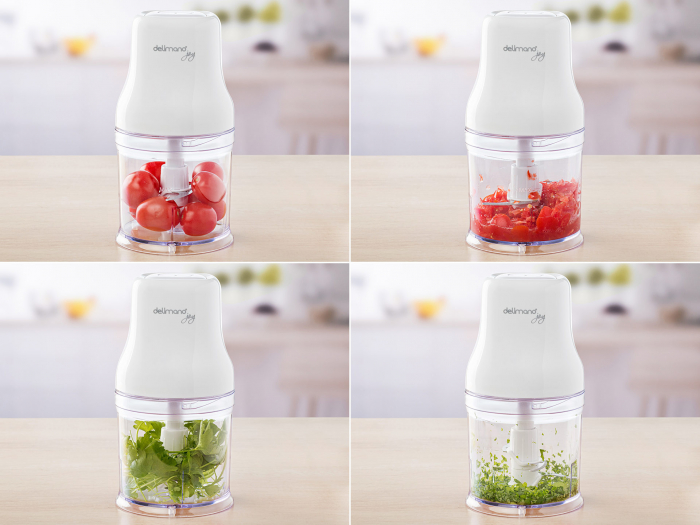 Tocator Delimano Joy Chopper Pro, 200 W, 1 treapta de viteza, 0.6 litri, lame din otel inoxidabil, capacitate de maruntire de 360 ml, bol din plastic, lama cu 2 taisuri + lama cu 4 taisuri + accesoriu [3]
