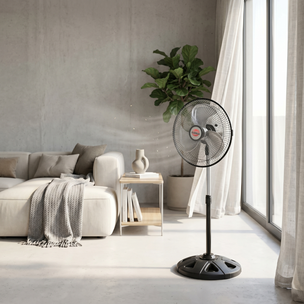 Ventilator cu Picior reglabil, 55W, 3 trepte de viteză, Oscilație automată, Diametru 28 cm, Inălțime ajustabilă 70-97 cm, negru [3]