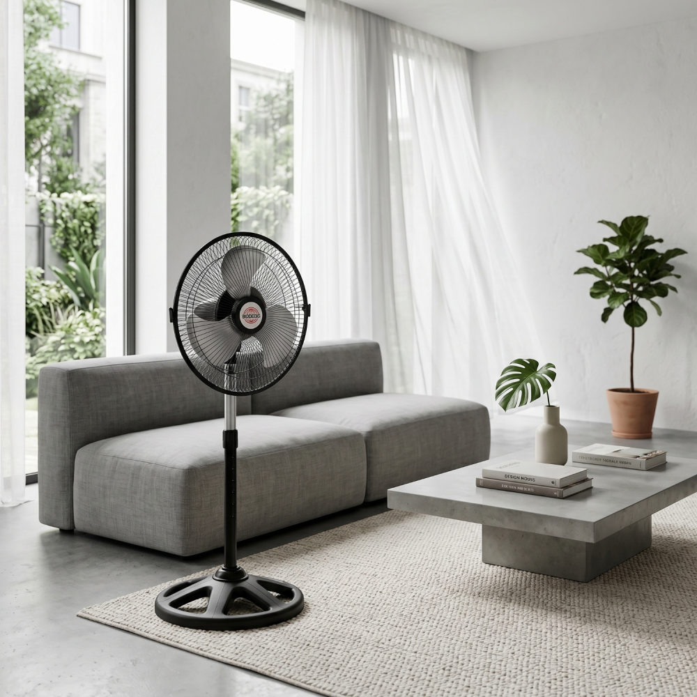 Ventilator cu Picior reglabil, 55W, 3 trepte de viteză, Oscilație automată, Diametru 28 cm, Inălțime ajustabilă 70-97 cm, negru [3]
