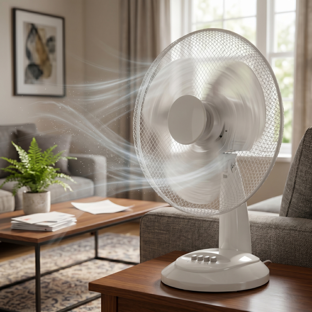 Ventilator de masa, Putere de 35W, 3 Trepte de Viteza, Functie de oscilatie, Diametru 44.5 cm [2]