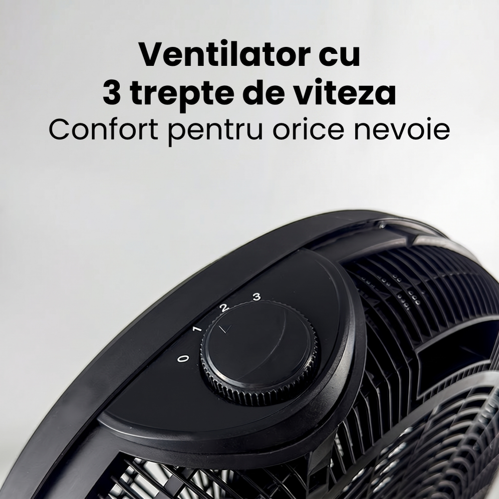 Ventilator de Podea, Diametru 50 cm, 3 trepte de viteza, Putere de 100W, Oscilatie, Negru [5]