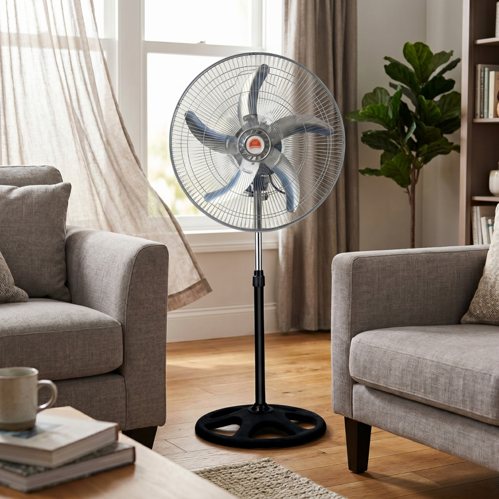 Ventilator de Podea, Putere 55W, 3 Trepte de Viteza, 220V - 240V,  5 Pale din Aluminiu, Diametru 40 cm [2]
