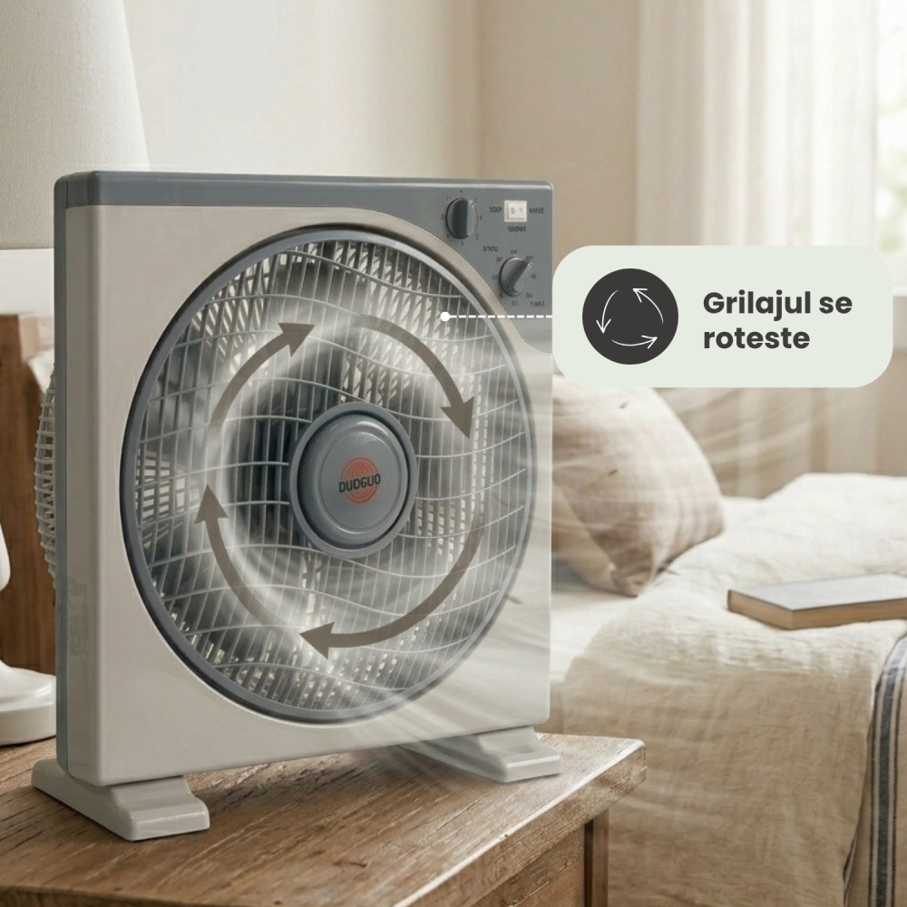 Ventilator de podea, Putere de 40W. 3 Trepte de Viteza, Temporizator de 60 minute, Grijal rotativ, Diametru 30 cm [4]