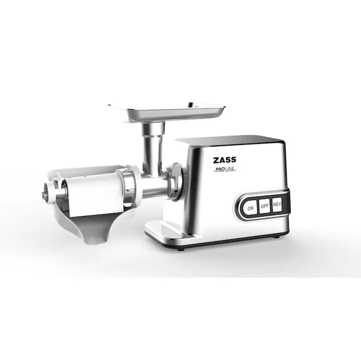 Masina de tocat cu accesoriu de rosii Zass ZMG 10, Putere 3000W, Putere nominala 1200W, Toaca intre 50-70 Kg/ora, Roti dintate metalice, 3 discuri din inox incluse [3]