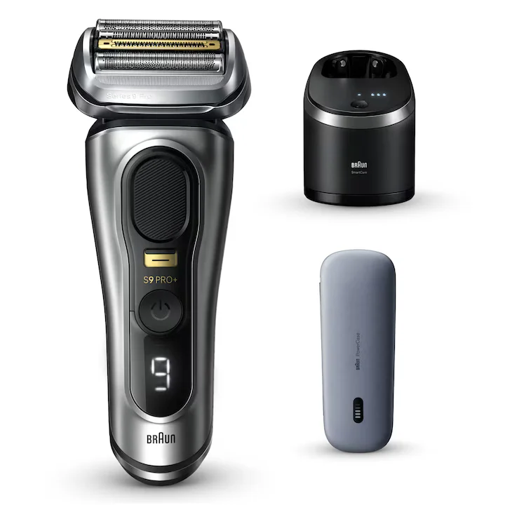 Aparate & accesorii ingrijire - Aparat de ras electric Braun Series 9 PRO+ 9577cc, ProLift Trimmer, SensoFlex, AutoSense, Sonic Technology, 40.000 de actiuni de taiere, 5 elemente de taiere, Statie Smart Care 6-in-1, Trusa de voiaj