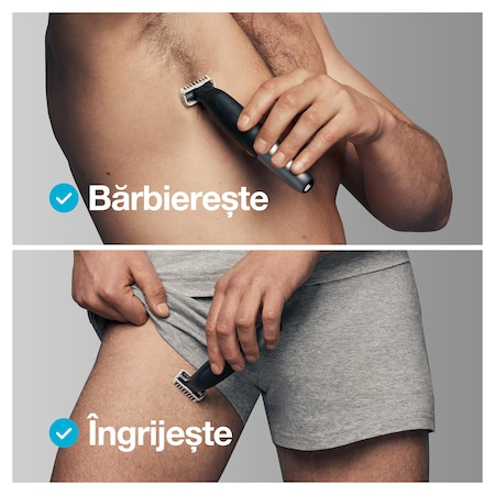 Aparat hibrid de barbierit si tuns barba Braun Series X XT5200 Wet&Dry, 2 x cap pentru ingrijire corporala,  4 piepteni, Saculet de voiaj, Negru [5]