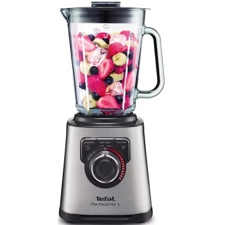 Alectro Deals - Blender de mare viteza Tefal PerfectMix+ BL811D38, 1200W, 1.75 l, buton variabil pentru viteza, 6 lame detasabile, vas din sticla termorezistenta, 3 programe, corp din inox, spatula, inox