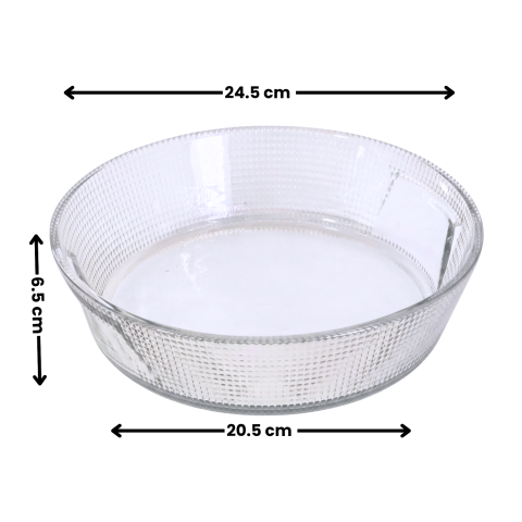 Bol mare din sticlă 247 mm Delisoga, salatieră rotundă transparentă cu model în relief, castron pentru salate, fructe, paste, garnituri și deserturi, bol de servire din sticlă pentru musafiri [4]