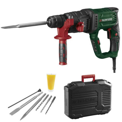 Scule electrice & acumulatori - Ciocan rotopercutor cu fir Parkside PBH 1050 D4 ( PBH1050D4 ), Putere de 1050W, Mandrina rapida, Forta de percutie de 3 J, nr. percutii 5300 min, turatie de 980 rpm, Verde