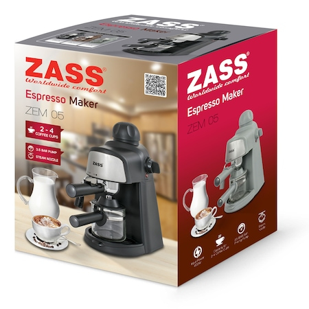 Espressor manual Zass ZEM 05, 800W, Dispozitiv Cappuccino, Negru [1]