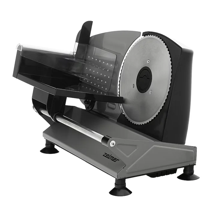 Feliatoare - Feliator Zelmer ZFS0919, 150 W, material carcasa metal, interval taiere 0 - 10 mm, lama 170 mm, detasabila, reglare fina a felierii, protectie impotriva pornirii automate, picioare de cauciuc antidera